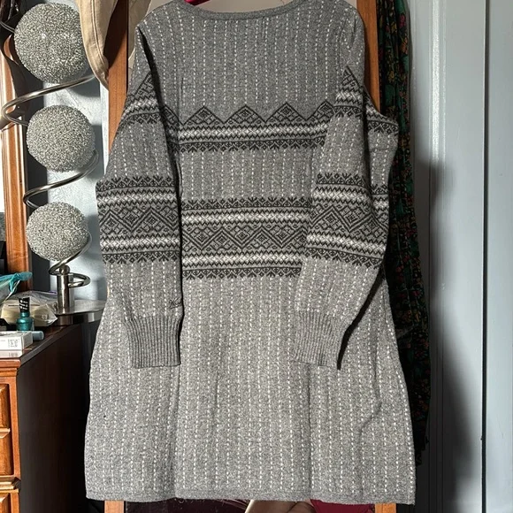NWT Woolrich XL Fairisle Knit Henley Wool Blend Sweater Dress - Picture 6 of 7